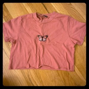 Brandy Melville Cropped Butterfly Tee